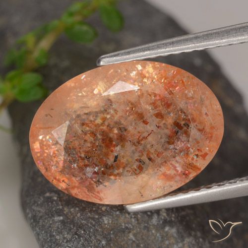 5.31ct Natural Ginger Orange Sunstone, Oval, Transparent, Photo A