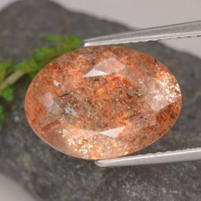 Ginger Orange Sunstone Gem - 5.2ct Oval Facet (ID: 477794)
