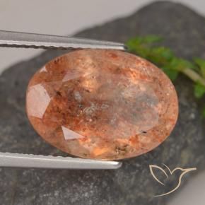 5.45 ct Orange Sunstone Stone, Natural Sunstone in Oval Facet Shape for Sale