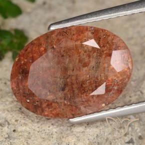 6.46 ct Orange Sunstone Stone, Natural Sunstone in Oval Facet Shape for Sale