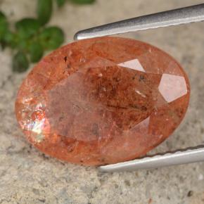 5.46 ct Orange Sunstone Stone, Natural Sunstone in Oval Facet Shape for Sale