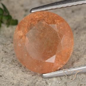 3.51 ct Orange Sunstone Stone, Natural Sunstone in Round Facet Shape for Sale