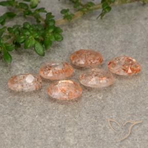 Sunstone Gemstones in 6 x 4.2 mm Size for Sale, Sunstone Stones in Light Tiger Orange Color