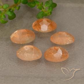 Sunstone Gemstones in 5.9 x 4.2 mm Size for Sale, Sunstone Stones in Reddish Orange Color