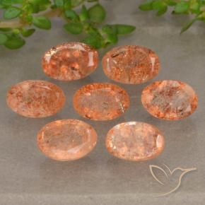 3.92 ctw Orange Sunstone Stones, Natural Sunstone in Oval Facet Shape for Sale