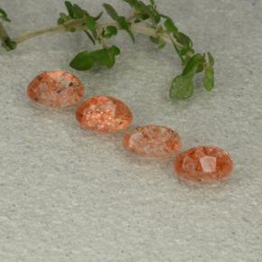 Sunstone Gemstones in 6 x 4 mm (calibrated) Size for Sale, Sunstone Stones in Grapefruit Orange Color