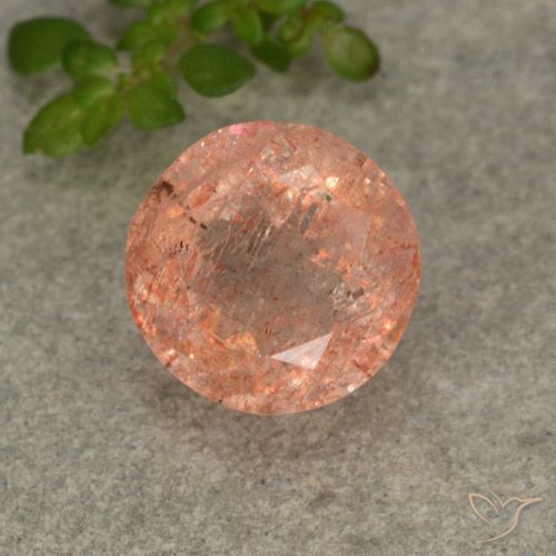 2.96ct Natural Light Orange Sunstone, Round, Translucent, Photo A