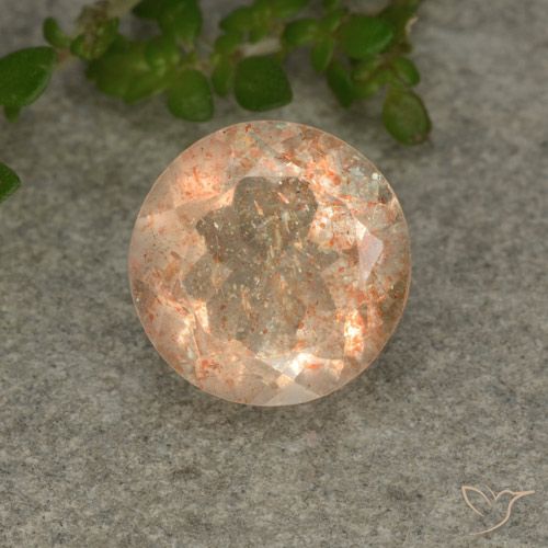 2.32ct Natural Light Orange Sunstone, Round, Translucent