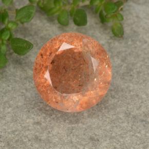 rötlich-orange Sonnenstein Edelstein - 2.8ct Rund Facettenschliff (ID: 480646)