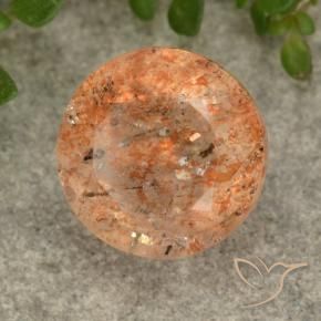 3.17 ct Orange Sunstone Stone, Natural Sunstone in Round Facet Shape for Sale