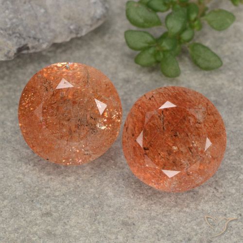 4.75ctw Natural Grapefruit Orange Sunstone, Round, Translucent