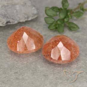 Sunstone Gemstones in 9 mm (calibrated) Size for Sale, Sunstone Stones in Grapefruit Orange Color
