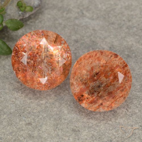 4.94 ct Orange Sunstone, 8.8 mm Round Cut From India, Photo A