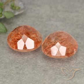 Sunstone Gemstones in 9 mm (calibrated) Size for Sale, Sunstone Stones in Reddish Orange Color