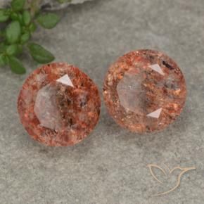 6.16 ctw Orange Sunstone Stones, Natural Sunstone in Round Facet Shape for Sale
