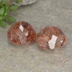 Sunstone Gemstones in 9 mm (calibrated) Size for Sale, Sunstone Stones in Grapefruit Orange Color