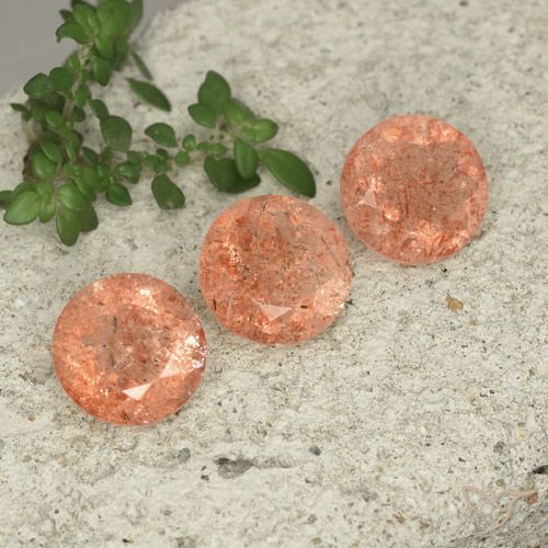 7.06 ct Orange Sunstone, 9.1 mm Round Cut From India, Photo A