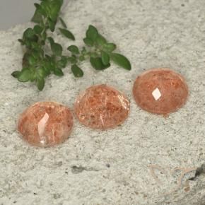 Sunstone Gemstones in 9 mm (calibrated) Size for Sale, Sunstone Stones in Medium-Light Orange Color