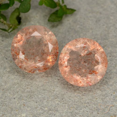 2 pezzi Eliolite o pietra del sole arancione Rotondo abbinato di dimensioni 9mm, peso 4,98 ct totali / media. 2,49 ct ciascuno, giallo in purezza Translucent, gemma naturale non trattati, durezza Mohs 6 - 6,5 , Photo A