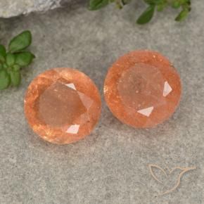 5.52 ctw Orange Sunstone Stones, Natural Sunstone in Round Facet Shape for Sale
