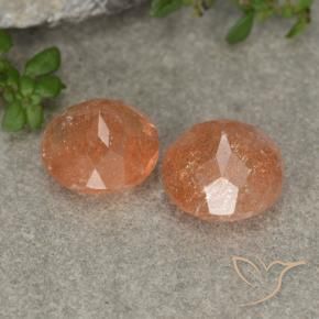 Sunstone Gemstones in 9 mm (calibrated) Size for Sale, Sunstone Stones in Grapefruit Orange Color