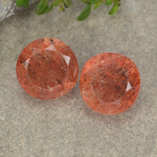 Warm Orange Sunstone Gem - 2.5ct Round Facet (ID: 480799)