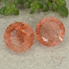 4.71 ctw Orange Sunstone Stones, Natural Sunstone in Round Facet Shape for Sale