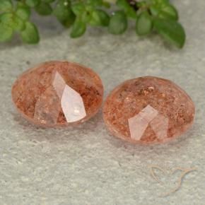 Sunstone Gemstones in 9 mm (calibrated) Size for Sale, Sunstone Stones in Reddish Orange Color