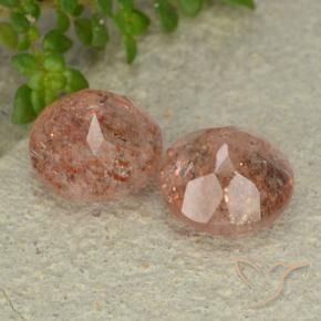 Sunstone Gemstones in 9 mm (calibrated) Size for Sale, Sunstone Stones in Light Tiger Orange Color