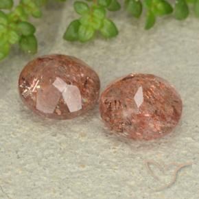 Sunstone Gemstones in 9 mm (calibrated) Size for Sale, Sunstone Stones in Reddish Orange Color
