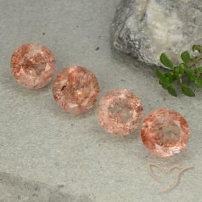 10.15 ctw Orange Sunstone Stones, Natural Sunstone in Round Facet Shape for Sale