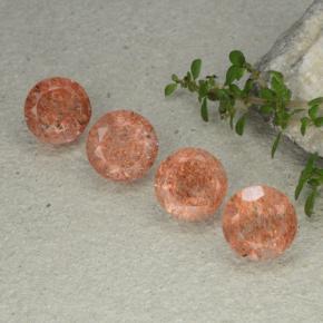 10.77 ctw Orange Sunstone Stones, Natural Sunstone in Round Facet Shape for Sale