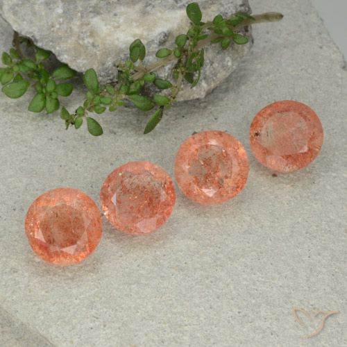 9.81ctw Natural Medium-Light Orange Sunstone, Round, Translucent