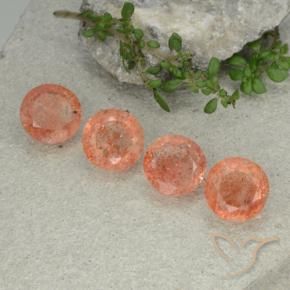 9.81 ctw Orange Sunstone Stones, Natural Sunstone in Round Facet Shape for Sale
