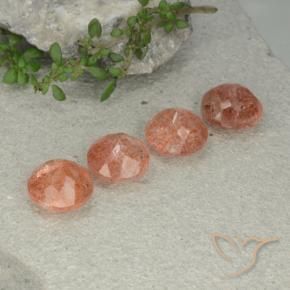 Sunstone Gemstones in 9 mm (calibrated) Size for Sale, Sunstone Stones in Medium-Light Orange Color