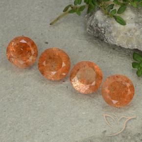 9.18 ctw Orange Sunstone Stones, Natural Sunstone in Round Facet Shape for Sale