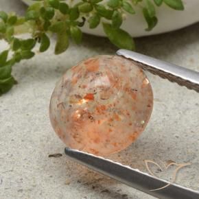1.79 ct Orange Sunstone Stone, Natural Sunstone in Round Cabochon Shape for Sale