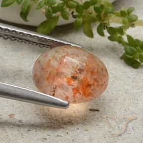 Sunstone Gemstone in 8.5 mm (calibrated) Size for Sale, Sunstone Stone in Light Tiger Orange Color