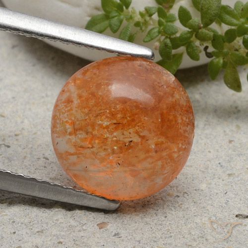 2.49ct Natural Medium Orange Sunstone, Round, Translucent