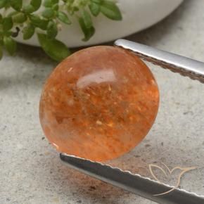 2.49 ct Orange Sunstone Stone, Natural Sunstone in Round Cabochon Shape for Sale