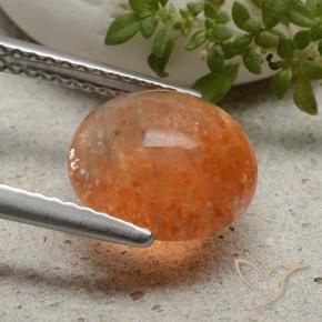 Sunstone Gemstone in 9.5 mm (calibrated) Size for Sale, Sunstone Stone in Medium Orange Color