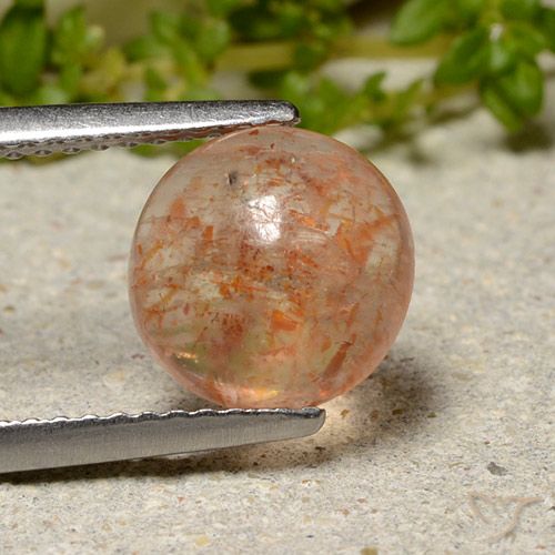 2.17ct Natural Medium Orange Sunstone, Round, Translucent