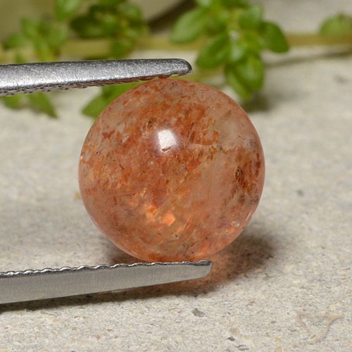 Reddish Orange Sunstone Gem - 2.1ct Round Cabochon (ID: 482160)