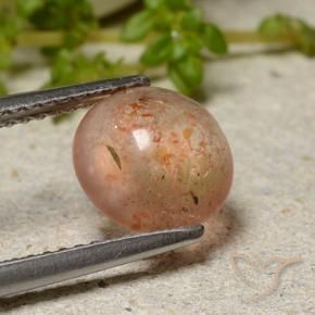 1.75 ct Orange Sunstone Stone, Natural Sunstone in Round Cabochon Shape for Sale