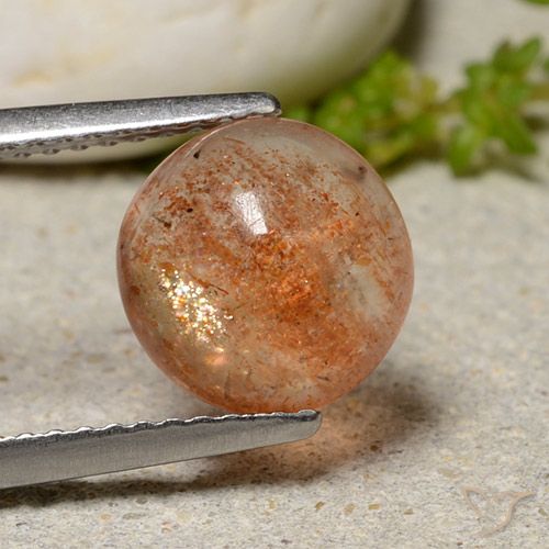 2.19ct Natural Warm Orange Sunstone, Round, Translucent, Photo A
