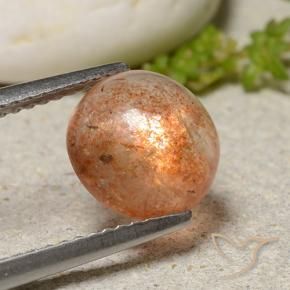 2.19 ct Orange Sunstone Stone, Natural Sunstone in Round Cabochon Shape for Sale