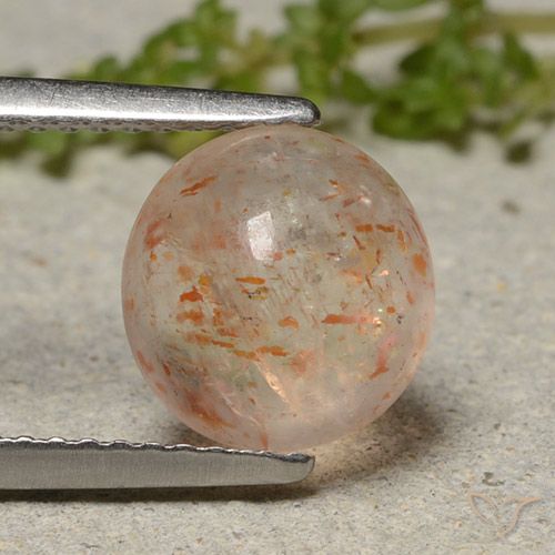 2.24ct Natural Light Tiger Orange Sunstone, Round, Translucent