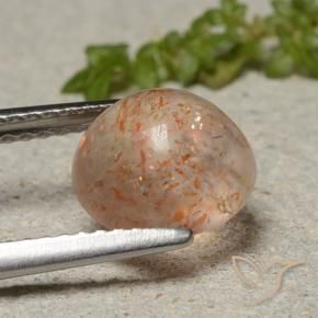 Sunstone Gemstone in 9 mm (calibrated) Size for Sale, Sunstone Stone in Light Tiger Orange Color