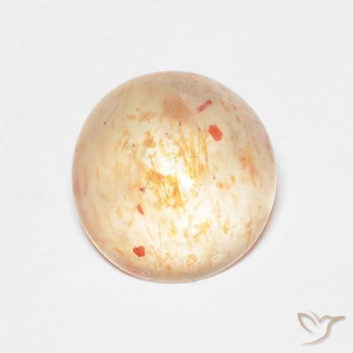 8,7mm Eliolite o pietra del sole arancione Cabochon rotondo dall'India, peso di 2,14 ct, pietra preziosa naturale non trattati in purezza Translucent, Eliolite o pietra del sole 1pz - il colore è Cantalupo Arancia, durezza Mohs di 6 - 6,5, Photo A