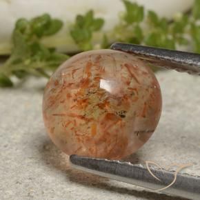 2.10 ct Orange Sunstone Stone, Natural Sunstone in Round Cabochon Shape for Sale